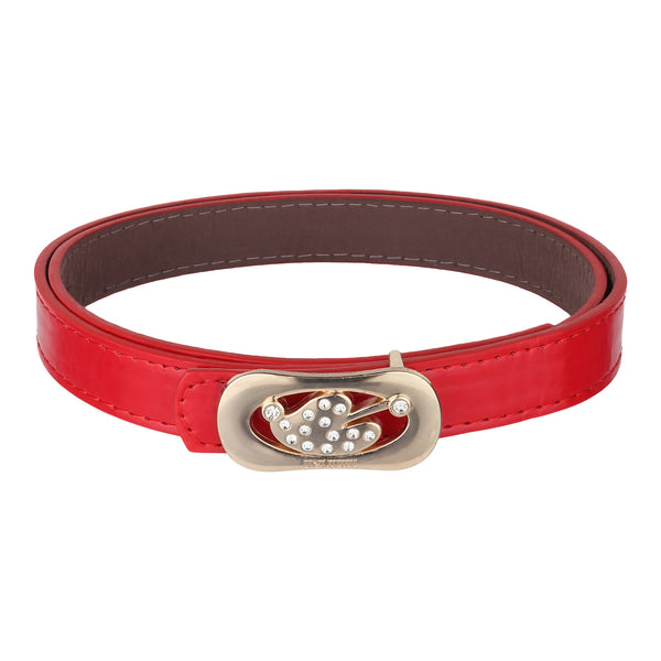 Sandy D Carter Women Red Synthetic Leather Waist Belt for Jeans & Formal Paint SDC-21-504-RD