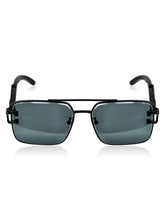Celebrity Black Polycarbonate Frame With Black UV Protected Lens Browline Sunglasses for Unisex_2317-BK