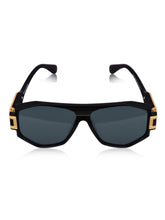 Celebrity Black Polycarbonate Frame With Black UV Protected Lens Browline Sunglasses for Unisex_LH091-BK