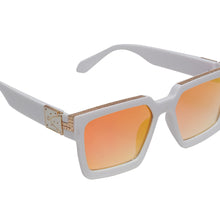 Celebrity White Plastic Frame With Orange UV Protected Lens Rectangular Sunglasses for Men & Women_EDDY-06