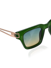 Celebrity Green Plastic and Metal Frame With Green UV Protected Lens Browline Sunglasses for Unisex_LH060-GR